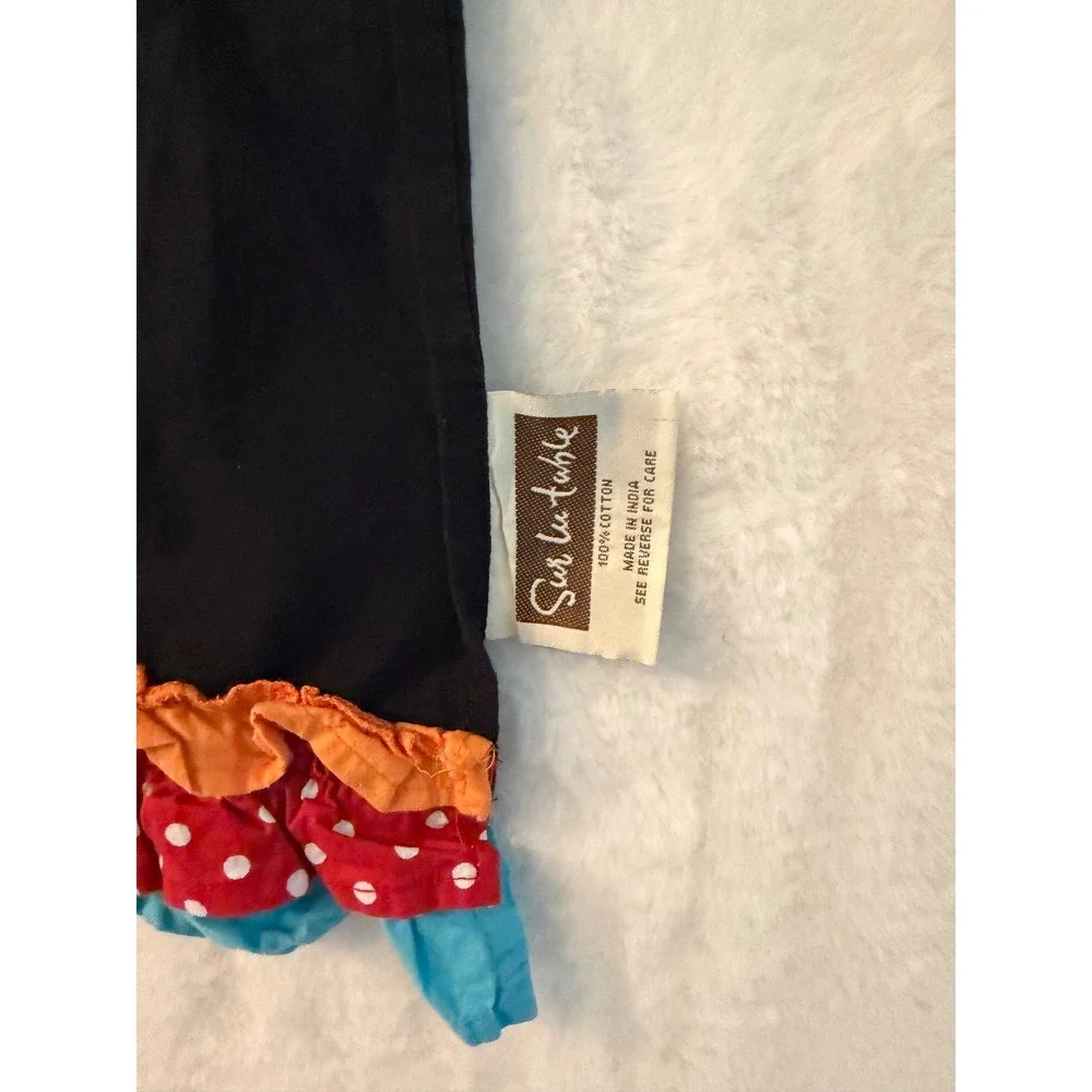 Sur La Table Black‎ Cotton Half Apron Cocktail Embroidery Polka Dot Ruffle Trim